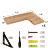 Corner Floating Shelves Set of 5, Matte Wood Finish Corner Wall Shelves with Triangle Iron Brackets, Rustic Wood Display Shelf for Bedroom, Bathroom