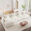 Modular Sectional Sofa for Living Room,U Shaped Couch 4 Seater Convertible Sectional Couch with 1 Ottoman ,White Chenille
