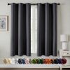 Dark Grey Blackout Curtains for Bedroom Living Room 63 Inches Long 2 Panels