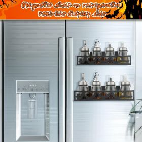 2 Pack Bat Magnetic Spice Rack for Refrigerator Metal Magnet Basket Shelf for Fridge Seasoning Storage Organizers Home Decor Kitchen Accessories (Blac