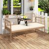 2-Seat PE Rattan Outdoor Loveseat with Built-in Coffee Table and Soft Cushions
