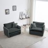 Accent Chair Set of 2, High-end Chenille Upholstered Armchairs, Living Room Side Chairs with Toss Pillow, Gray Chenille