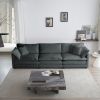 Mid-Century Modern Couch 3-Seater Sofa with 2 Armrest Pillows and 3 Toss Pillows, Couch for Living Room Gray Chenille