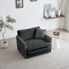 Comfy Deep Single Seat Sofa Upholstered Reading Armchair Living Room Chair Gray Chenille Fabric , 1 Toss Pillow