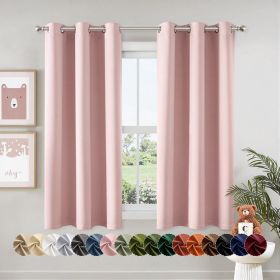 Baby Pink Blackout Curtains for Girls Bedroom Living Room 63 Inches Long 2 Panels