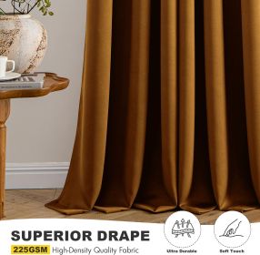 Gold Brown Blackout Curtains for Bedroom Living Room 63 Inches Long 2 Panels