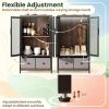 Industrial Coffee Bar Cabinet 2-Tier Storage Compartment Kitchen Pantry Cabinet with Open Shelves for Living Room