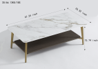 Coffee Table Rectangular Center Table for Living Room Open Space Side Table with Metal Frame