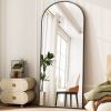 26"x71" Arched Full Length Mirror Modern Floor Mirror with Aluminum Frame, Black