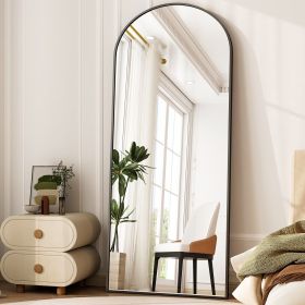 26"x71" Arched Full Length Mirror Modern Floor Mirror with Aluminum Frame, Black