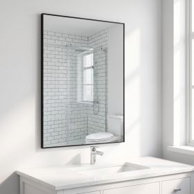 24"x36" Rectangular Bathroom Mirror Wall Mounted Mirror with Metal Frame, Black