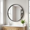 20" Round Bathroom Mirror Vanity Wall Mounted Mirror with Deep Frame, Black