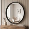 30" Round Bathroom Mirror Vanity Wall Mounted Mirror with Deep Frame, Black