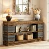 3-Tier Console Table 63 Inch Farmhouse Hallway Sofa Table Wood Storage Organizer Living Room Decorative Shelves