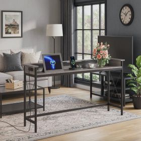 Industrial Console Table 70.9 Inch Sofa Table with Outlets And USB Ports Living Room Decorative TV Stand with Charging Function