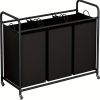 3-Bag Rolling Laundry Sorter Hamper, 63.4-Gallon Heavy-Duty Laundry Cart with Removable Bags & Lockable Wheels