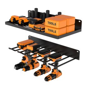 Wall Mounted 2 Tiers Garage Tool Organizer Rack, Heavy Duty Wall Hanging Hardware Storage Shelf for Garage, Workshop, Utility Room