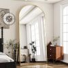 76"x 34" Arch-Top Oversized Full Length Mirror Metal Frame Freestading Floor Mirror, Gold