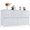 Dresser 5 Fabric Storage Drawer Dresser, TV Stand, Chest of Drawers for Bedroom, Closet, Entryway, Living Room, Black