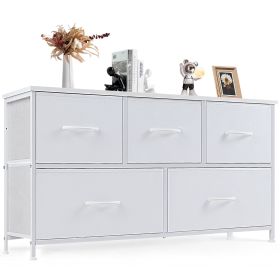 Dresser 5 Fabric Storage Drawer Dresser, TV Stand, Chest of Drawers for Bedroom, Closet, Entryway, Living Room, Black
