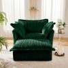 Upholstered Slipcovered Armchair with Ottoman, Deep Seat Armchair W/ Wide Ottoman for Living Room, Armchair Sets with Large Soft Pillows(Set of 2)