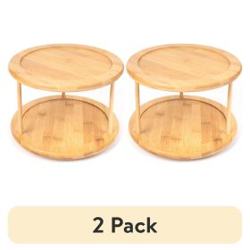 (2 pack)Kitchen Organizer Bamboo Turntable 2-Tier Spice Rack, 10.04 DIA x 6.89 in