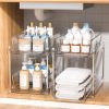 2-Tier Clear Under Sink Organizers and Storage, 2 Pack Pull-Out Cabinet Organizer,Vanity Countertop Container