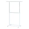 2-Shelf Garment Drying Clothes Rack - Adjustable Height, Locking Wheels, Metal, Silver/White - Closet Organization