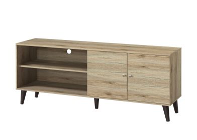 Amidon TV Stand for TVs up to 63", with 2 Storage Shelves& 1 Cabinet, Modern Entertainment Centre for TV in Living Room in Oak