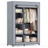 40 Inch Hanging Clothes Rack With Fabric Cover, Portable Freestanding Multi-purpose Wardrobe, Gray