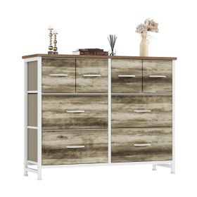 8 Drawers Fabric Drawer Cabinet, Clothes Storing, Strong TV Stand, for Bedrooms, Wardrobes, Entryways, and Living Rooms, Oak