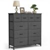 10 Drawers Fabric Cabinet, Clothes Storing, Storage Tower Organizer TV Stand, for Bedrooms, Wardrobes, Entryways, and Living Rooms, Gray