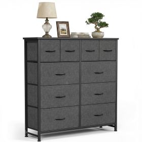 10 Drawers Fabric Cabinet, Clothes Storing, Storage Tower Organizer TV Stand, for Bedrooms, Wardrobes, Entryways, and Living Rooms, Gray