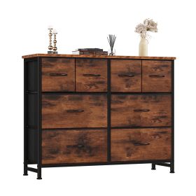8 Drawers Fabric Drawer Cabinet, Clothes Storing, Strong TV Stand, for Bedrooms, Wardrobes, Entryways, and Living Rooms, Rust