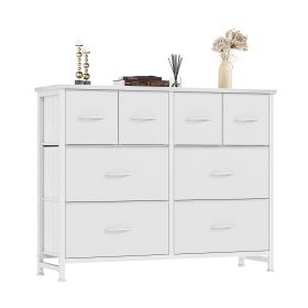 8 Drawers Fabric Drawer Cabinet, Clothes Storing, Strong TV Stand, for Bedrooms, Wardrobes, Entryways, and Living Rooms, White