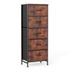 5 Fabric Dresser with 5 Storage Drawers, TV Stand with Wooden Top Metal Frame for Clothes, Living Room, Hallway, Entryway, Rust
