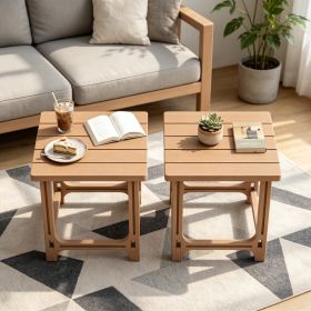 Set of 2 outdoor side tables with 18 inch Flat noodles surface for garden furniture