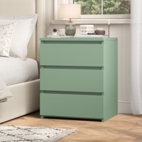 3 Drawers Nightstand, Small Sofa Table, Wooden Storage Cabinet for Living Room, Green Finish