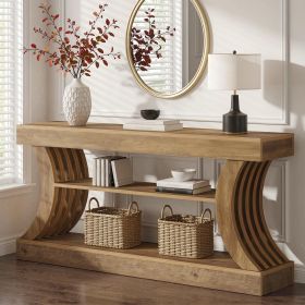 70.9 Inch 3-Tier Console Table Entryway Couch Table Sofa Back Organizer Wood Living Room Decorative Display Shelf