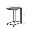 C-Shaped End Table with Wheels for Sofa Side, Bedside & Reading Corner Use, Brown