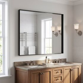 40"x48" Bathroom Wall Mounted Mirror Vanity Rectangular Mirror with Deep Frame, Black