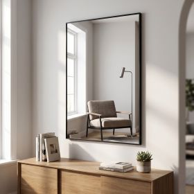 20"x30" Rectangular Bathroom Mirror Wall Mounted Mirror with Metal Frame, Black