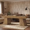 63 Inch TV Stand Farmhouse Entertainment Center with Geometric Pedestal for 55-75 Inch TVs Living Room Furniture Wood