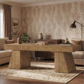 63 Inch TV Stand Farmhouse Entertainment Center with Geometric Pedestal for 55-75 Inch TVs Living Room Furniture Wood