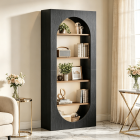 Modern 70.8-Inch Arched Bookcase 5-Tier Freestanding Tall Bookshelf for Living Room Home Office Decor