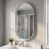 24"x36" Bathroom Mirror Oval Wall Mirror Vanity Mirror with Metal Deep Frame,White