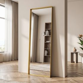 22"x65" Rectangle Full Length Dressing Mirror Floor Standing Mirror Wall Mounted with Deep Frame,Gold