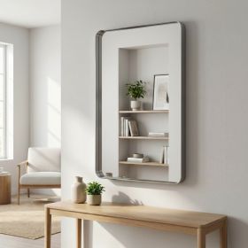 32"x48" Rectangular Bathroom Mirror Vanity Wall Mounted Mirror with Deep Frame, Silver