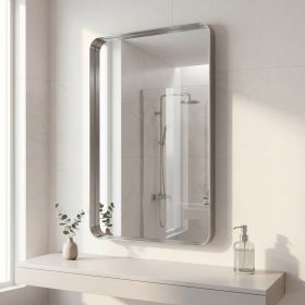 30"x50" Rectangular Bathroom Mirror Vanity Wall Mounted Mirror with Deep Frame, Silver