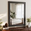 40"x30" Rectangular Bathroom Mirror with Wooden Frame Decorative Wall Mounted Mirror, Black